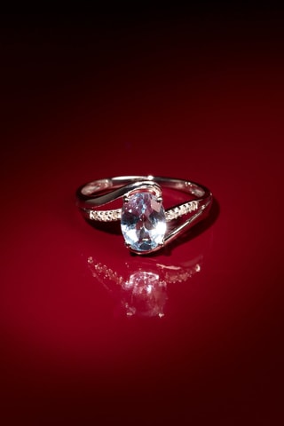Anel Auckland Ouro branco, topázio e diamantes