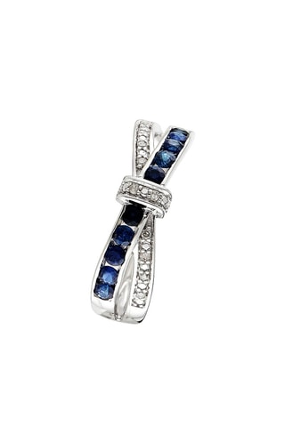Anel Starky - Ouro branco, diamantes 0,045 quilates/10 e safiras 1 quilates/10