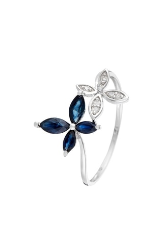 Anel Héméra Ouro branco, diamantes e safira