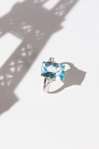 Anel Blue Hill Ouro branco, topázio e diamantes