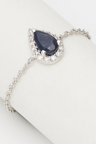 Anel Blue Tear Ouro branco, diamantes e safira