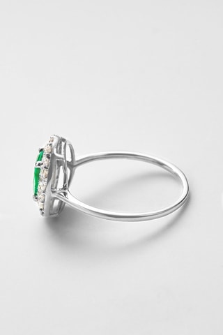 Anel Andaman Ouro branco, diamantes e esmeralda