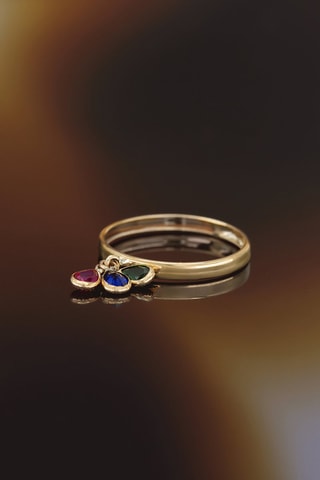 Bague 3 Pierres de couleurs - Or jaune