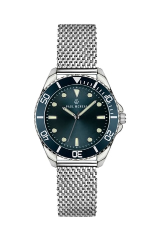 Montre à quartz en acier - Argenté et bleu canard
