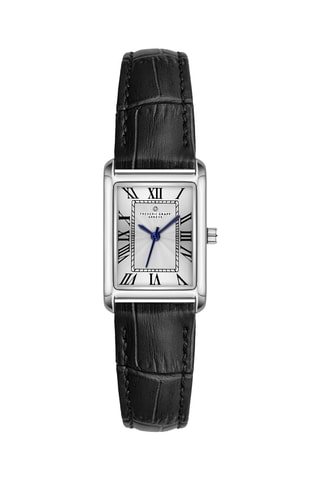 Montre à quartz en cuir - Noir et argenté