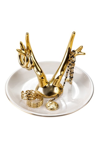 Porte-bijoux en céramique Reine - Blanc et doré - Somm