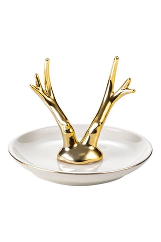 Porte-bijoux en céramique Reine - Blanc et doré - Somm