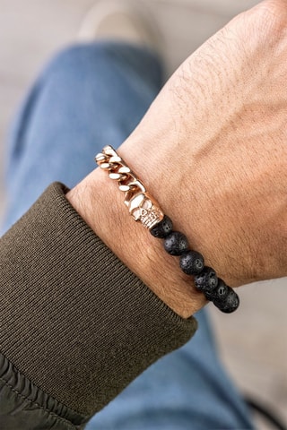 Bracelet - Plaqué ion or jaune et pierres de lave