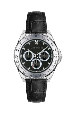 Montre à quartz en cuir - Noir et argenté