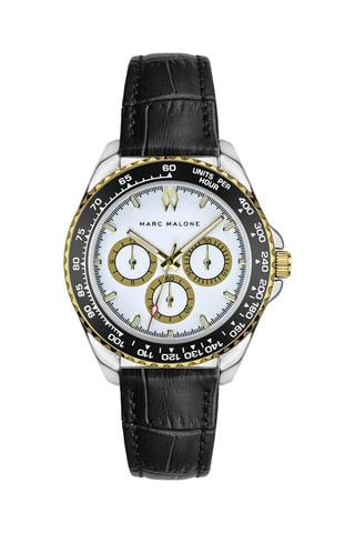 Montre à quartz en cuir - Noir et argenté