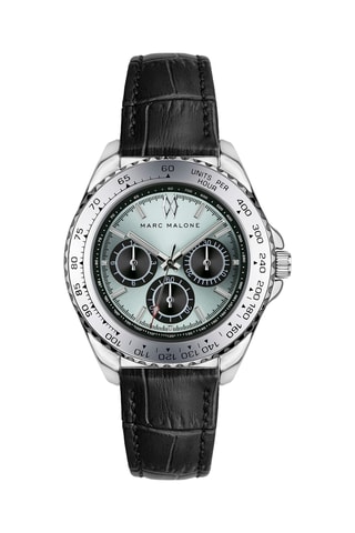 Montre à quartz en cuir - Noir et argenté