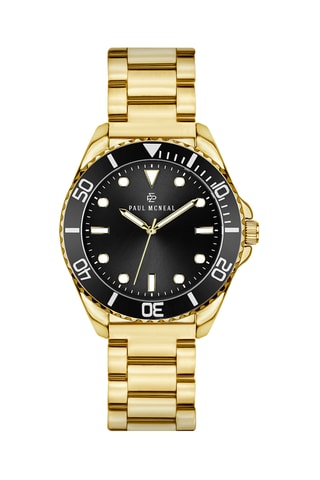 Montre à quartz en acier - Doré et noir