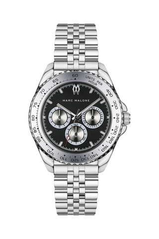 Montre à quartz en acier - Argenté et noir