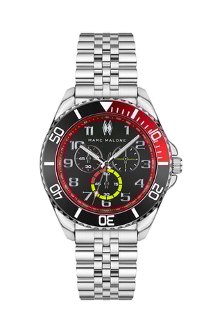 Montre à quartz en acier - Argenté et noir