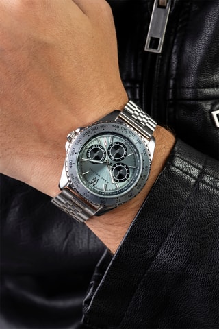 Montre à quartz en acier - Argenté et bleu
