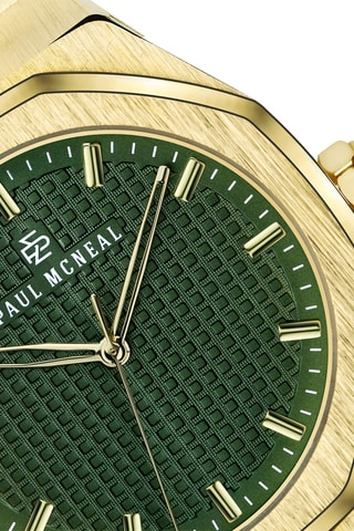 Montre à quartz en acier - Doré et vert foncé