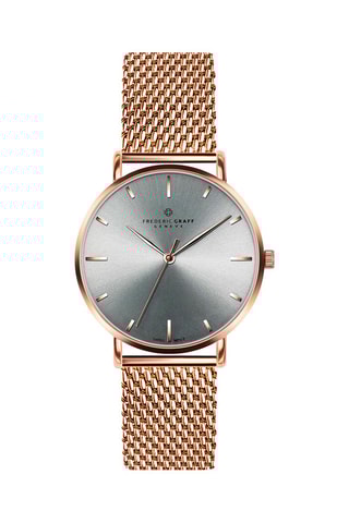 Montre à quartz en acier inoxydable plaqué ion or rose - Doré rose et gris - Frederic Graff