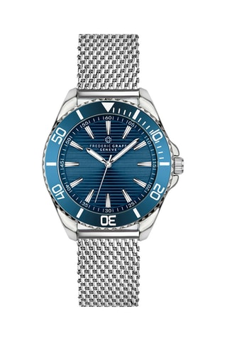Montre à quartz en acier plaqué ion argent - Frederic Graff