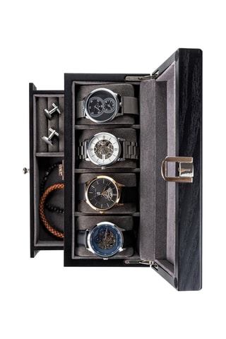 Boîte à bijoux et montres en bois - Noir - Somm