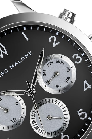 Montre à quartz en cuir - Noir et argenté