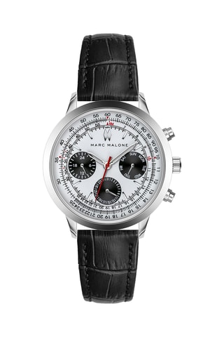 Montre à quartz en cuir - Noir et argenté