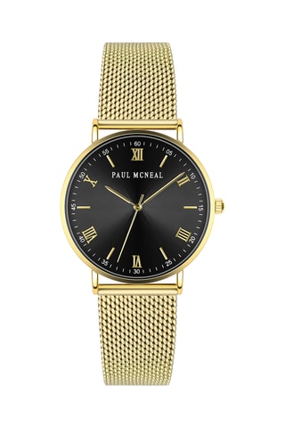 Montre à quartz en acier - Doré et noir
