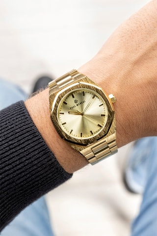 Montre à quartz en acier - Doré
