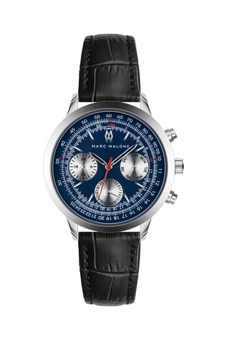 Montre à quartz en cuir - Noir et argenté
