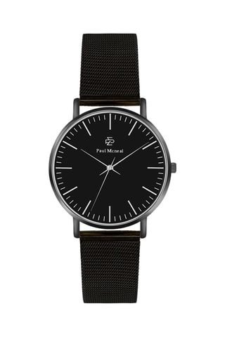 Montre à quartz en acier - Noir et argenté