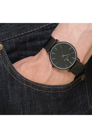 Montre à quartz en acier - Noir et argenté