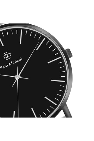 Montre à quartz en acier - Noir et argenté
