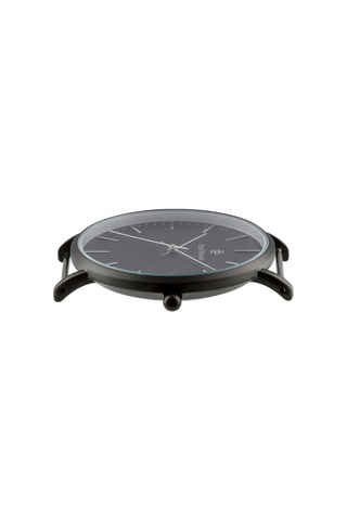 Montre à quartz en acier - Noir et argenté