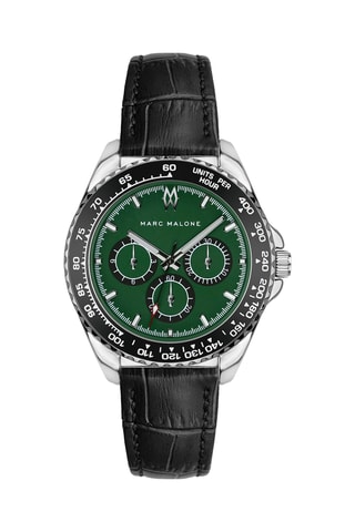 Montre à quartz en cuir - Noir et argenté