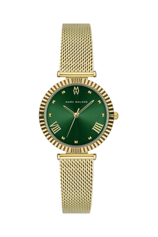 Montre à quartz en acier - Doré et vert