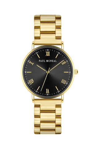 Montre à quartz en acier - Doré et noir