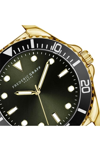 Montre à quartz en cuir et plaqué ion or jaune  - Frederic Graff
