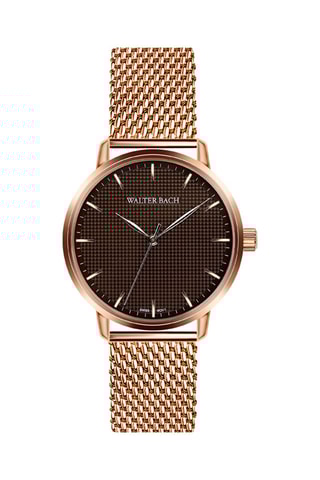 Montre à quartz en acier - Doré rose et marron - Walter Bach