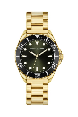 Montre à quartz en acier plaqué ion or jaune - Frederic Graff