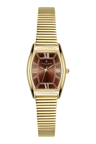 Montre à quartz en acier - Doré et marron - Frederic Graff