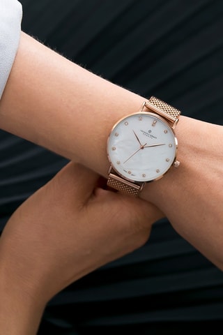 Montre à quartz en acier, nacre et cristal - Frederic Graff