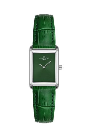 Montre à quartz en cuir - Vert et argenté