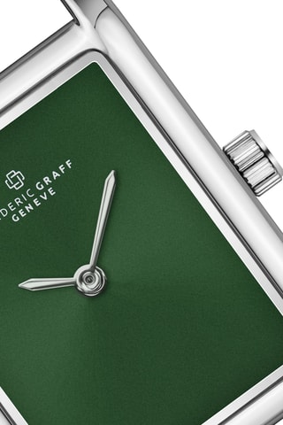 Montre à quartz en cuir - Vert et argenté