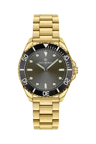 Montre à quartz en acier - Doré et noir