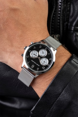 Montre à quartz en acier - Marron et argenté