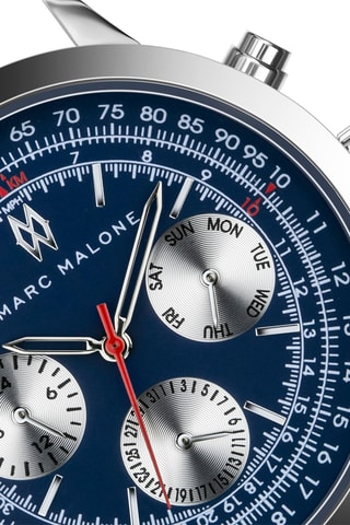 Montre à quartz en acier - Argenté et bleu marine