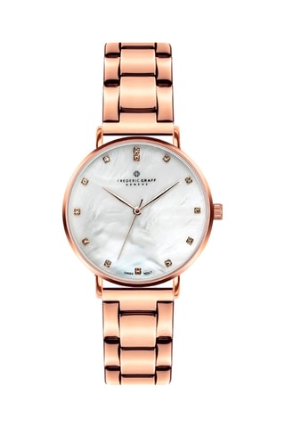 Montre à quartz en acier - Doré rose et blanc - Frederic Graff