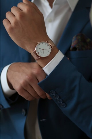 Montre à quartz en acier - Doré rose et blanc - Frederic Graff