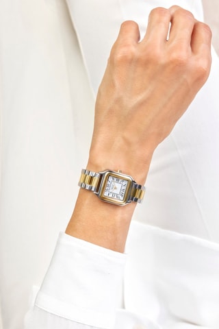 Montre à quartz en acier plaqué ion or jaune et argent - Walter Bach