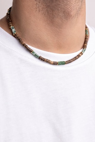 Collier - Plaqué or jaune et agates mousse - Marc Malone