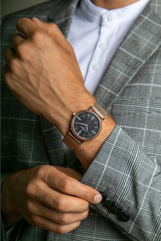 Montre à quartz en acier  - Doré rose - Frederic Graff